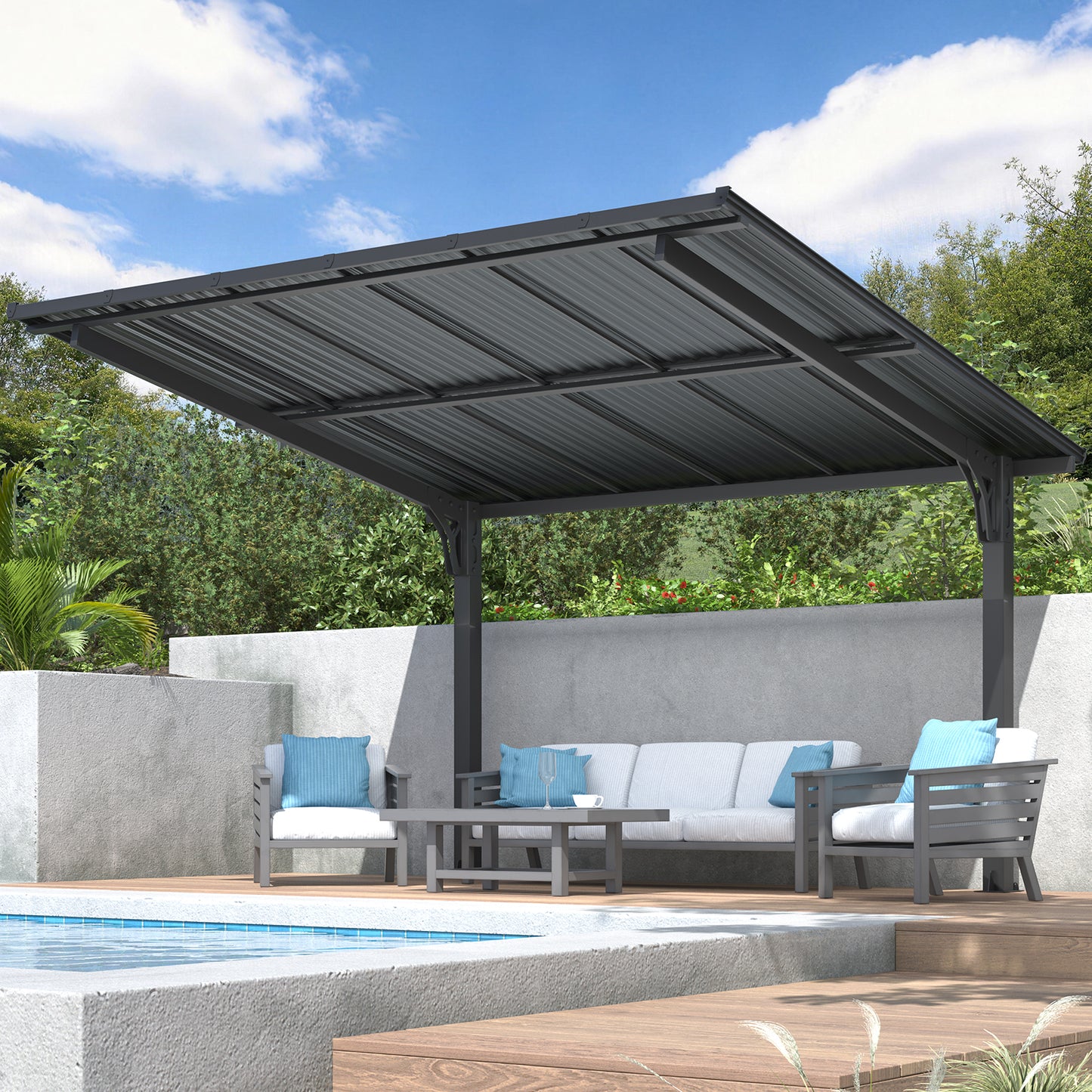 YODOLLA 12' x 10' Gazebo Outdoor Grill Hardtop Pergola Freestanding Carport Pergolas