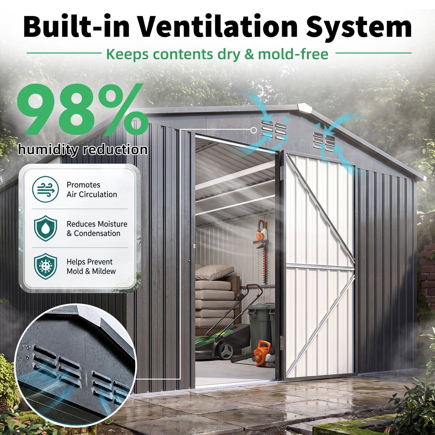 YODOLLA 20' x 10' Outdoor Storage Shed Large 10x20 Metal Sheds with Windows Utility Tool Storage