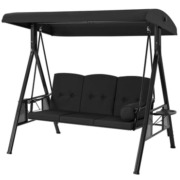 YODOLLA  3-Seat Patio Porch Swing Chair, Black