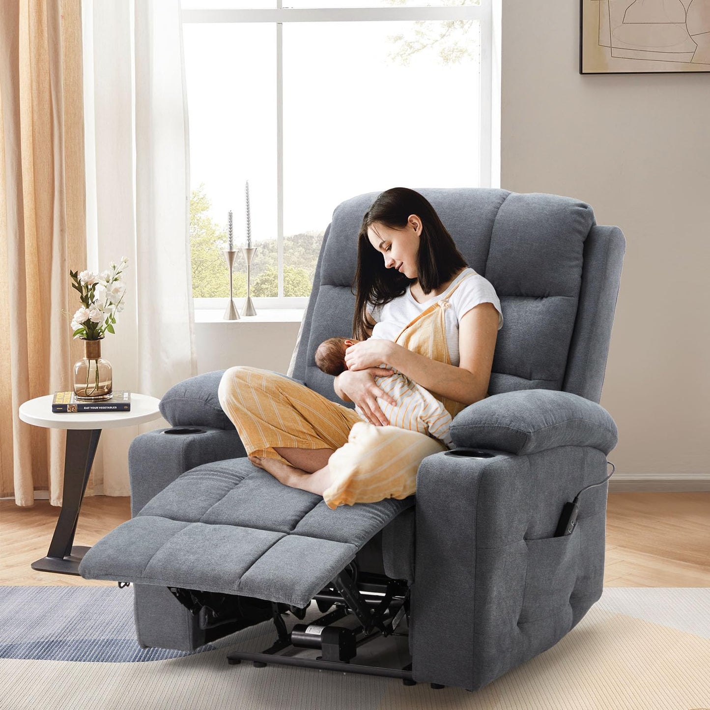 YODOLLA Electric Recliner Nursery Chair with Wide Armrests
