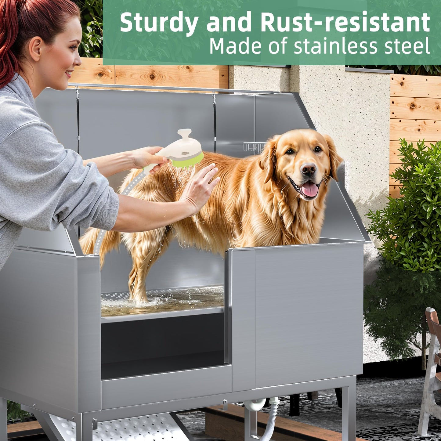 YODOLLA Professional Stainless Steel Dog Washing Station for Large