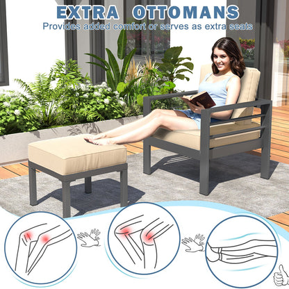 YODOLLA 7 Pieces Aluminum Patio Furniture Set, Beige Cushions
