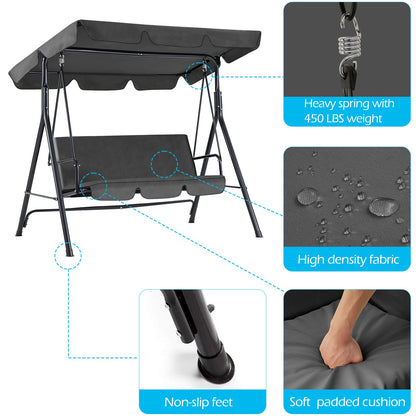 YODOLLA Comfortable Patio Swing with Canopy