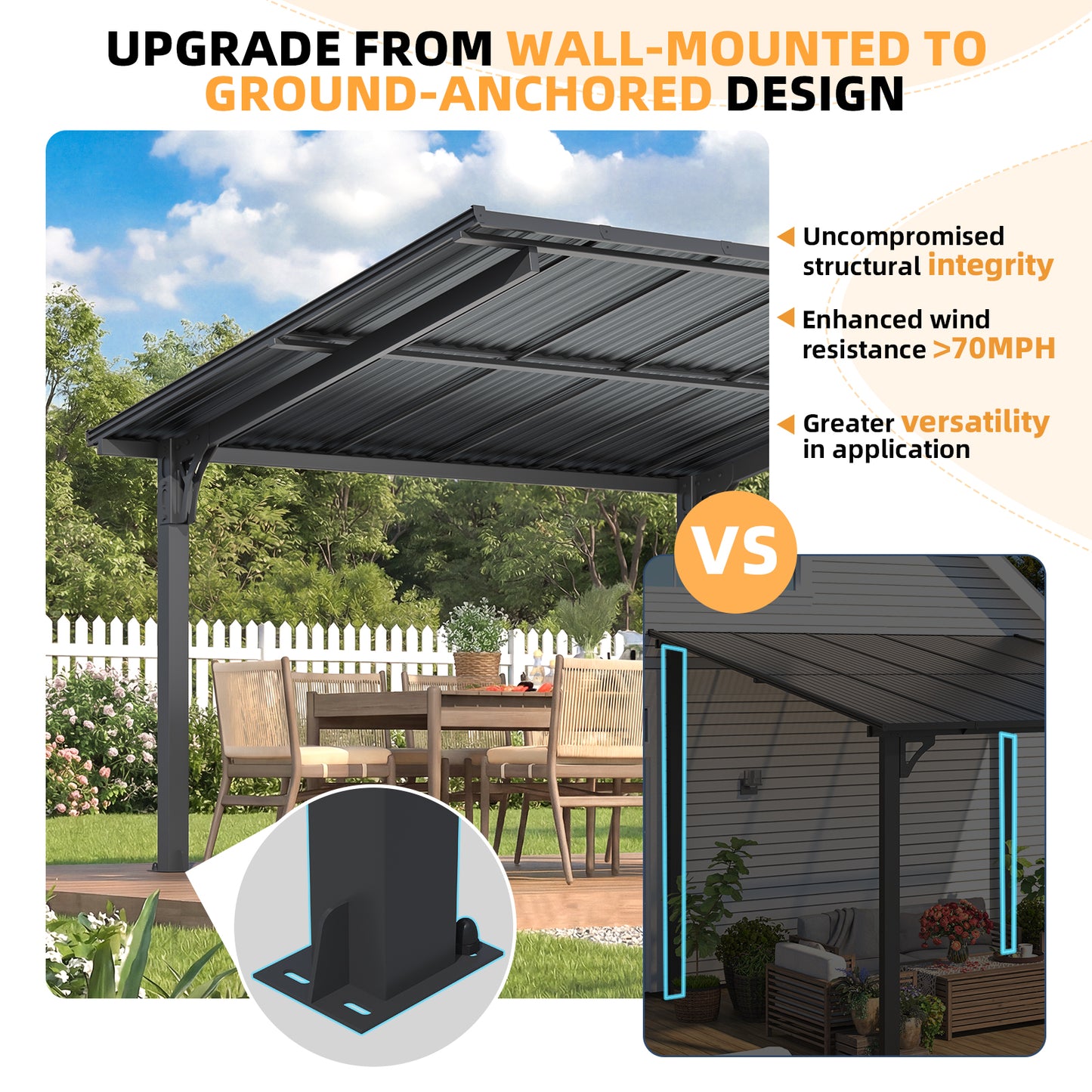 YODOLLA 12' x 10' Gazebo Outdoor Grill Hardtop Pergola Freestanding Carport Pergolas