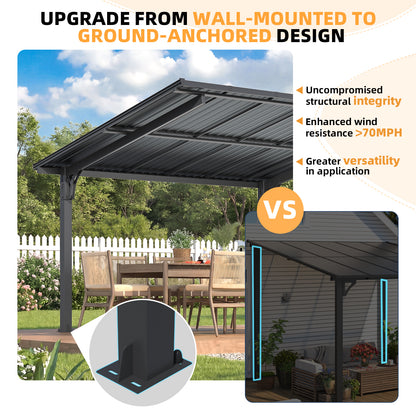 YODOLLA 12' x 10' Gazebo Outdoor Grill Hardtop Pergola Freestanding Carport Pergolas