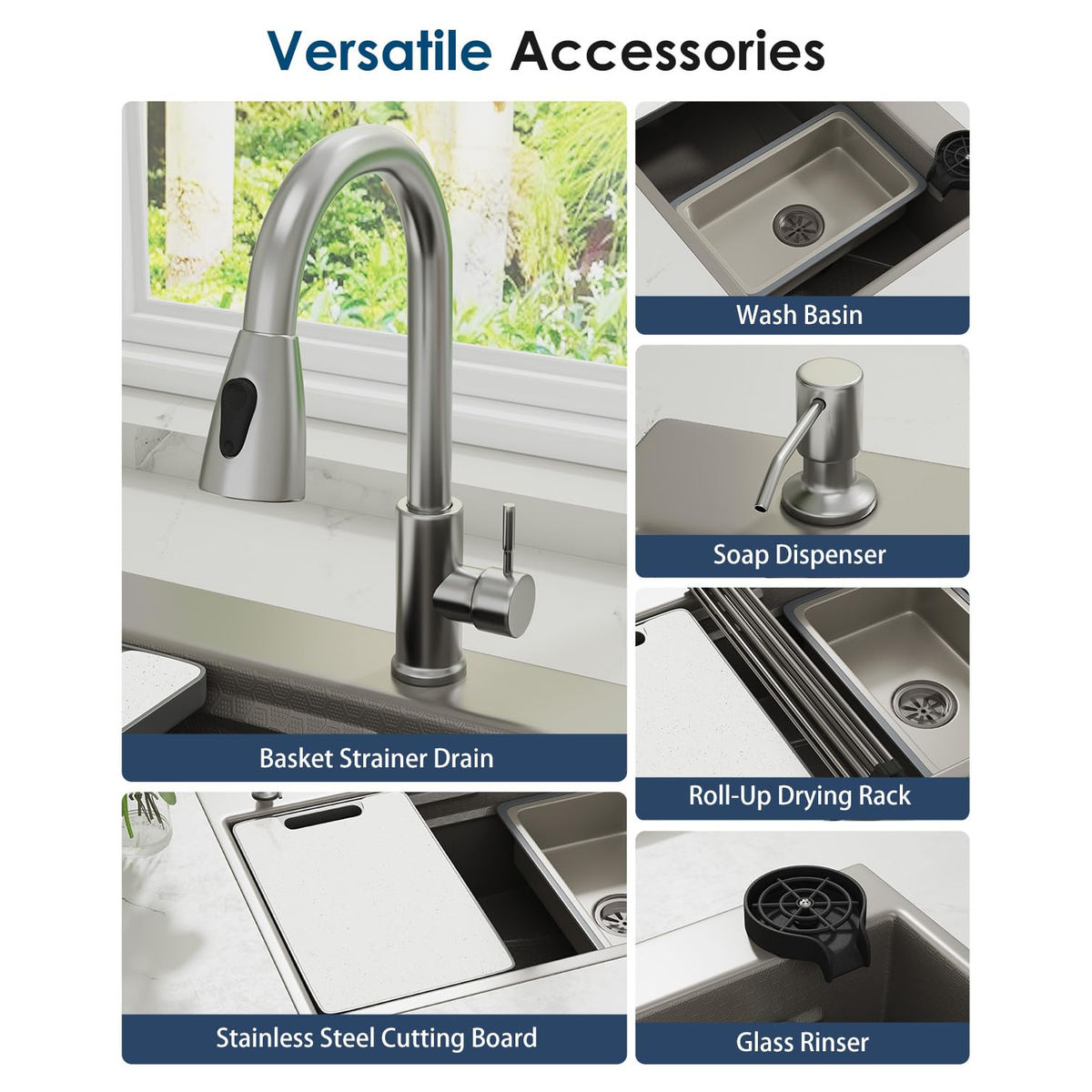 YODOLLA 33x19 Inch Drop in Kitchen Sink w/Faucet, 11 Gauge Stainless Steel