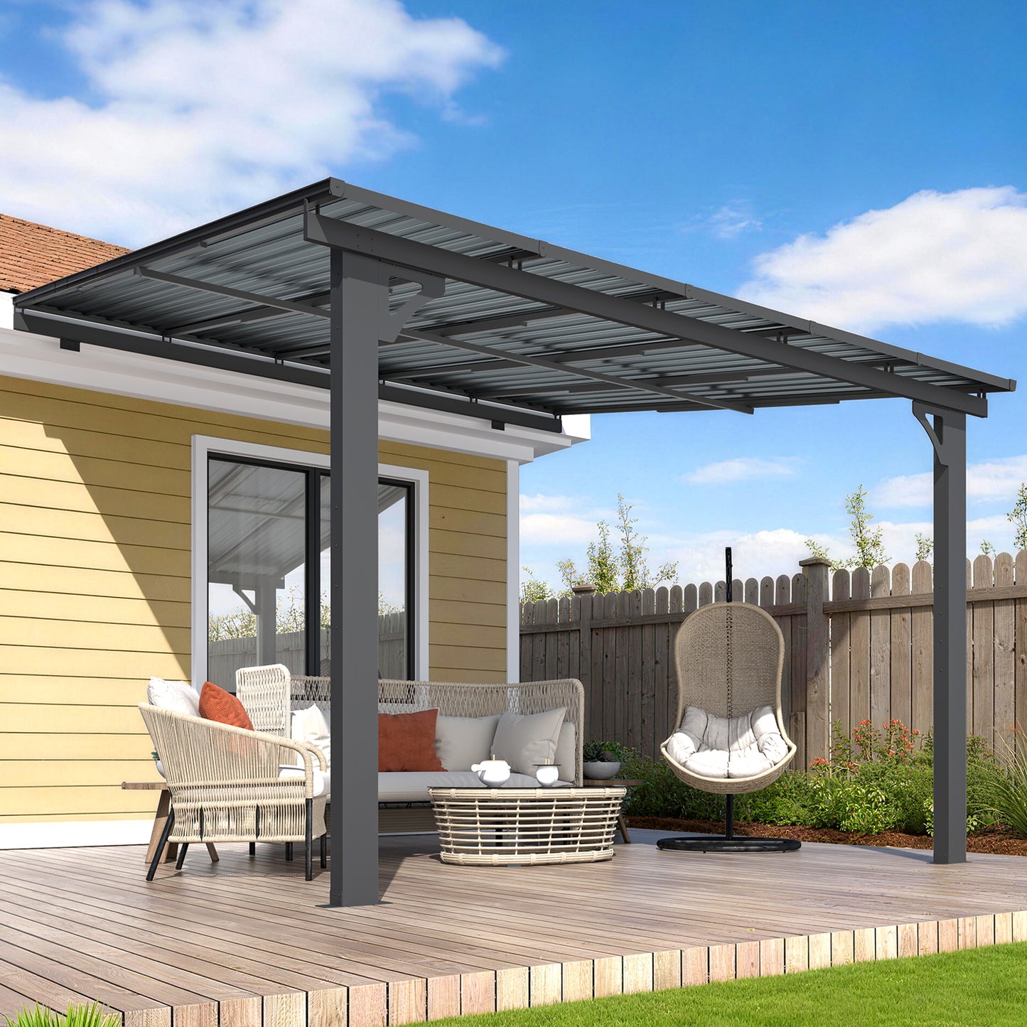 YODOLLA 10x10 Outdoor Hardtop Gazebo Adjustable Height (6.5-9.8Ft) Pergola