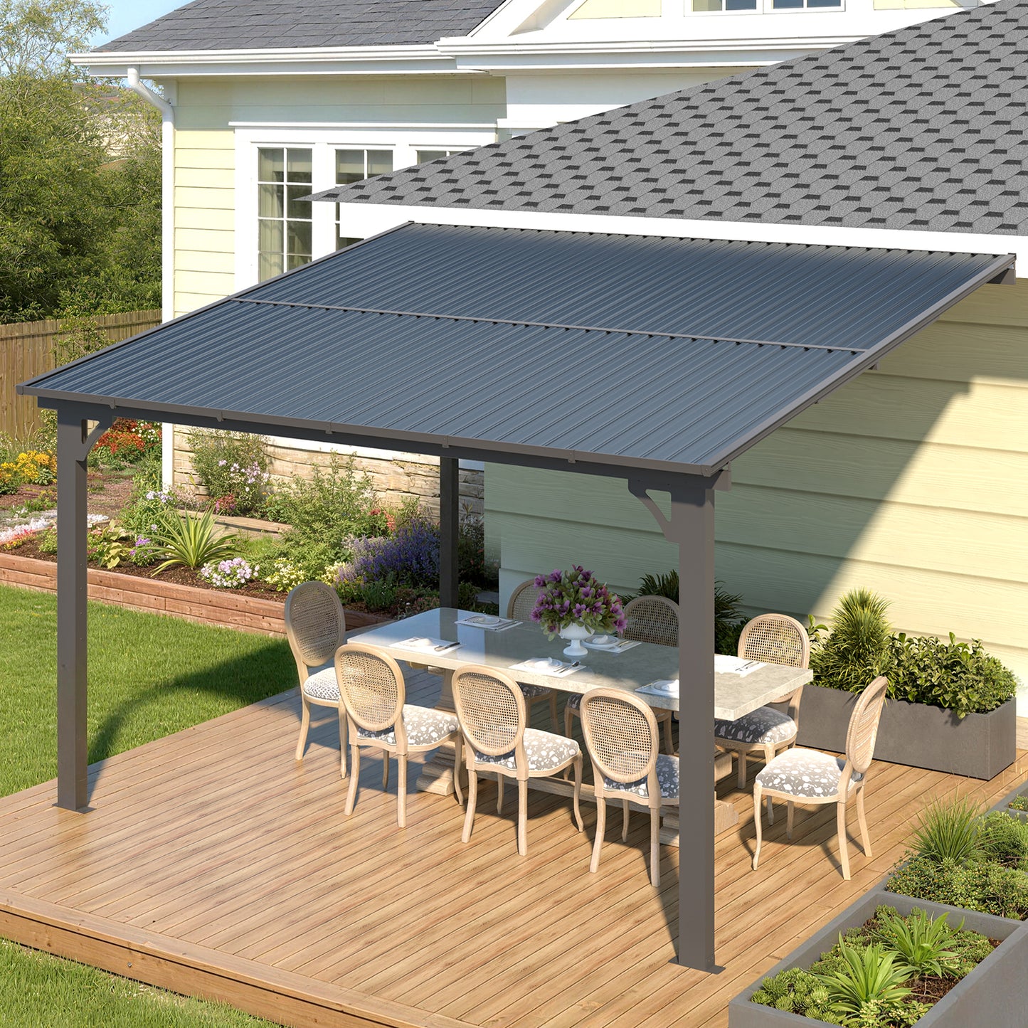 YODOLLA 12x10 Outdoor Hardtop Gazebo Adjustable Height (6.5-9.8Ft) Pergola