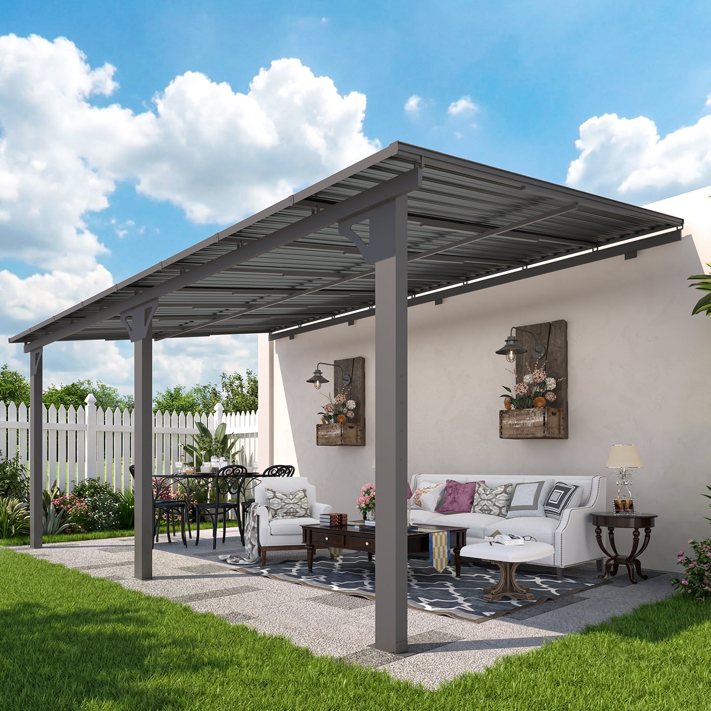 YODOLLA 10x16 Outdoor Hardtop Gazebo Adjustable Height (6.5-9.8Ft) Pergola