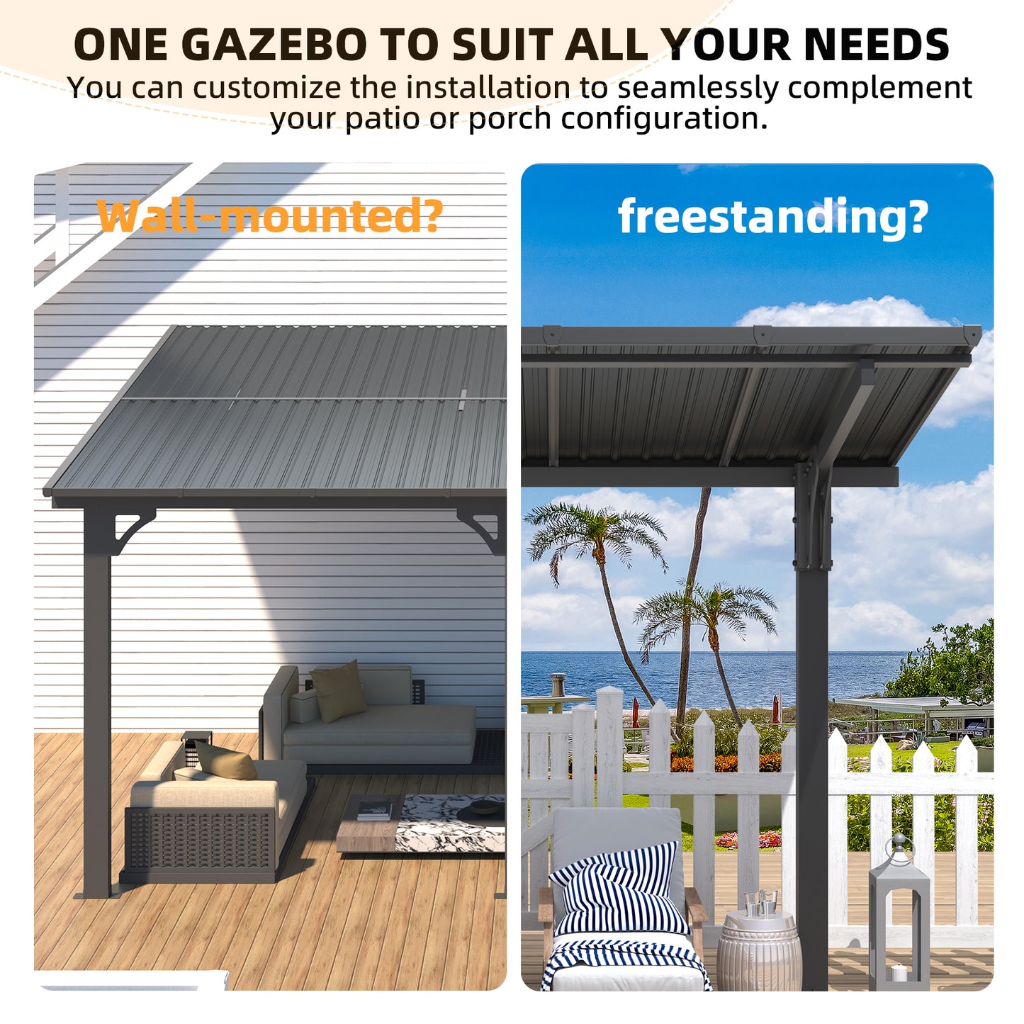 YODOLLA 8' x 5' Gazebo Outdoor Grill Hardtop Pergola Freestanding Carport Pergolas