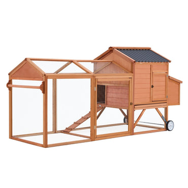 YODOLLA 95“ Wooden Chicken Coop Chicken Tractor Hen House, Natural Wood