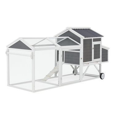 YODOLLA 95“ Wooden Chicken Coop Chicken Tractor Hen House, Natural Wood