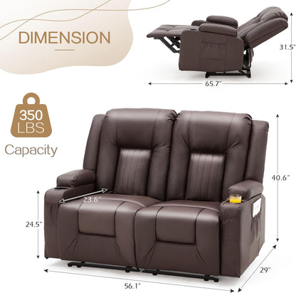 YODOLLA Reclining Loveseat Double Recliner Home Theater Seating, Brown