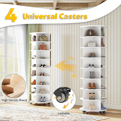 YODOLLA 8 Tier Rotating Shoe Rack, Shoe Tower Organizer Storage with Wheels