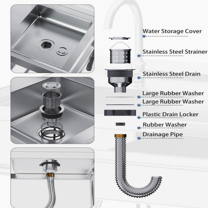 YODOLLA Stainless Steel Utility Sink with Shelves, Commercial Kitchen Sink