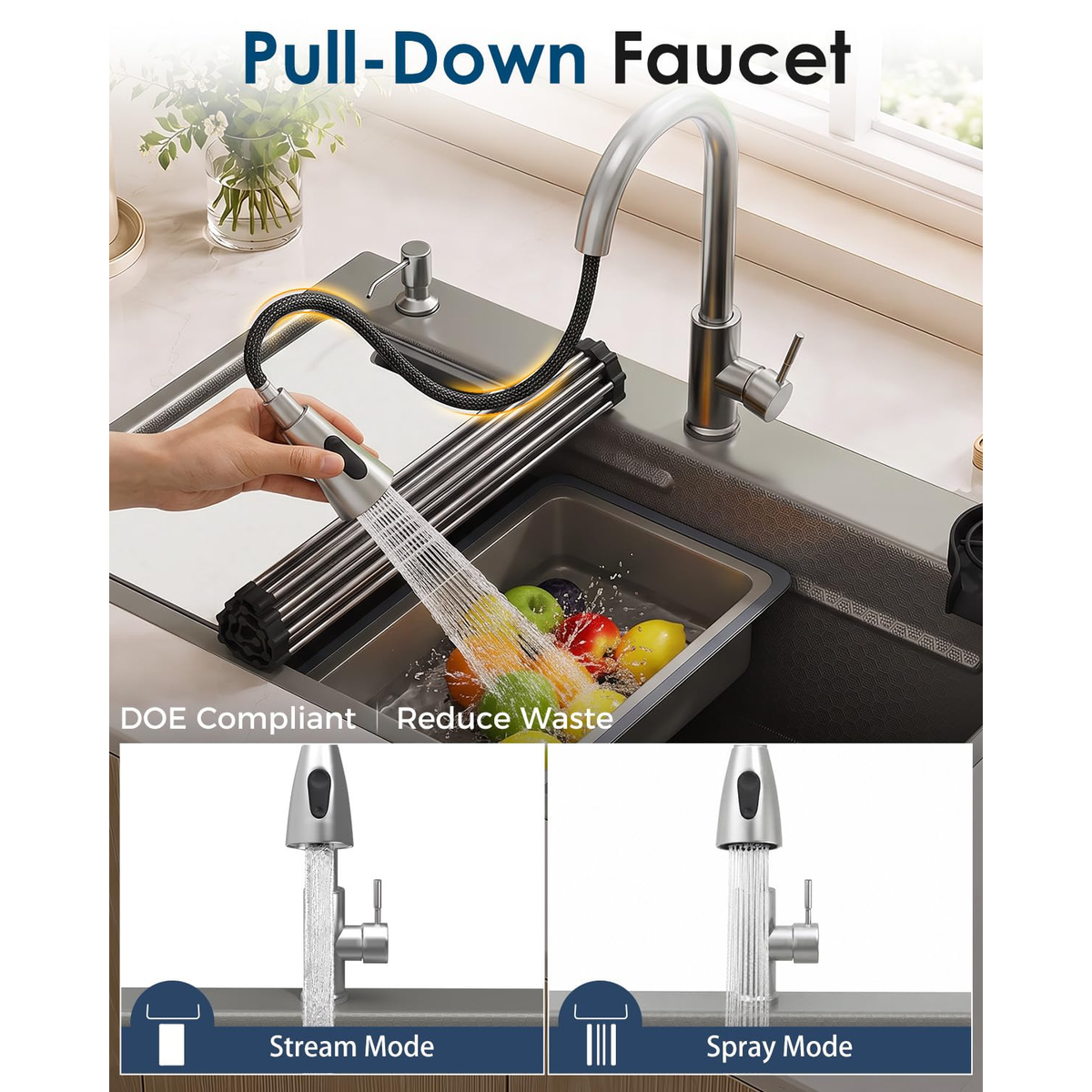 YODOLLA 33x19 Inch Drop in Kitchen Sink w/Faucet, 11 Gauge Stainless Steel