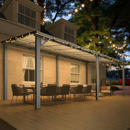 YODOLLA 20' x 10' Gazebo Outdoor Pergola Large Wall-Mounted Hard Top Lean to Metal Gazebo