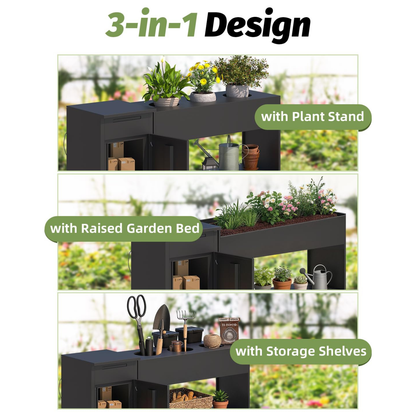 YODOLLA 3‑in‑1 Outdoor Parcel Drop Box with Raised Garden Bed & Storage Shelves