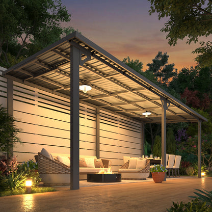 YODOLLA 20' x 8' Hardtop Gazebo Pergola Heavy Duty Lean to Metal Pergolas and Gazebos