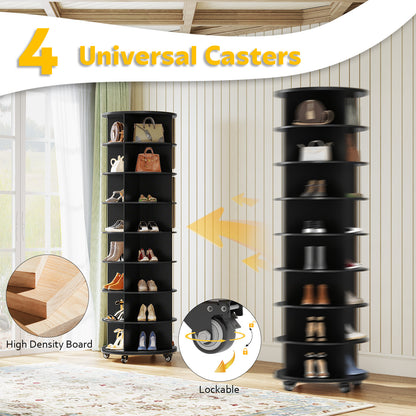 YODOLLA 8 Tier Rotating Shoe Rack, Shoe Tower Organizer Storage with Wheels