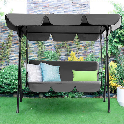 YODOLLA 3-Seat Outdoor Patio Swing with Canopy, Gray