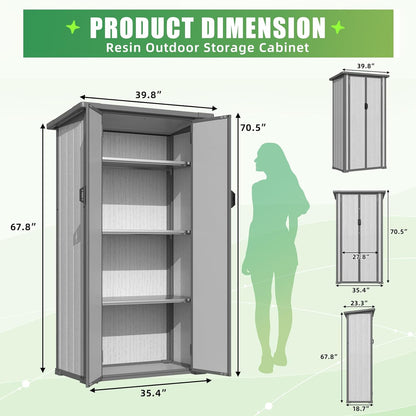 YODOLLA Tall Resin Outdoor Storage Cabinet Waterproof with Adjustable Shelves