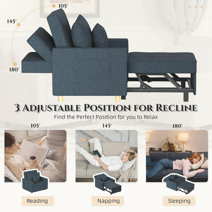 YODOLLA 36" Convertible Chair Bed, Blue