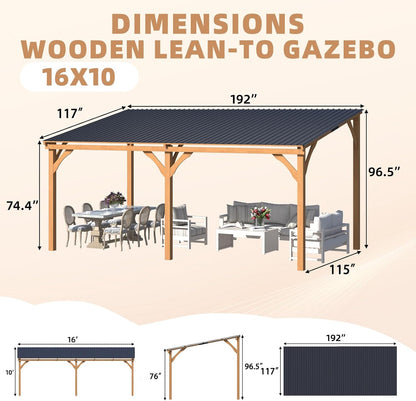 YODOLLA Wall Mounted Outdoor Wood Gazebo for Patio