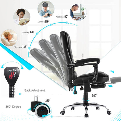 YODOLLA Adjustable Office Chair with Foot Rest, Heat and 7 Points Vibration Massage