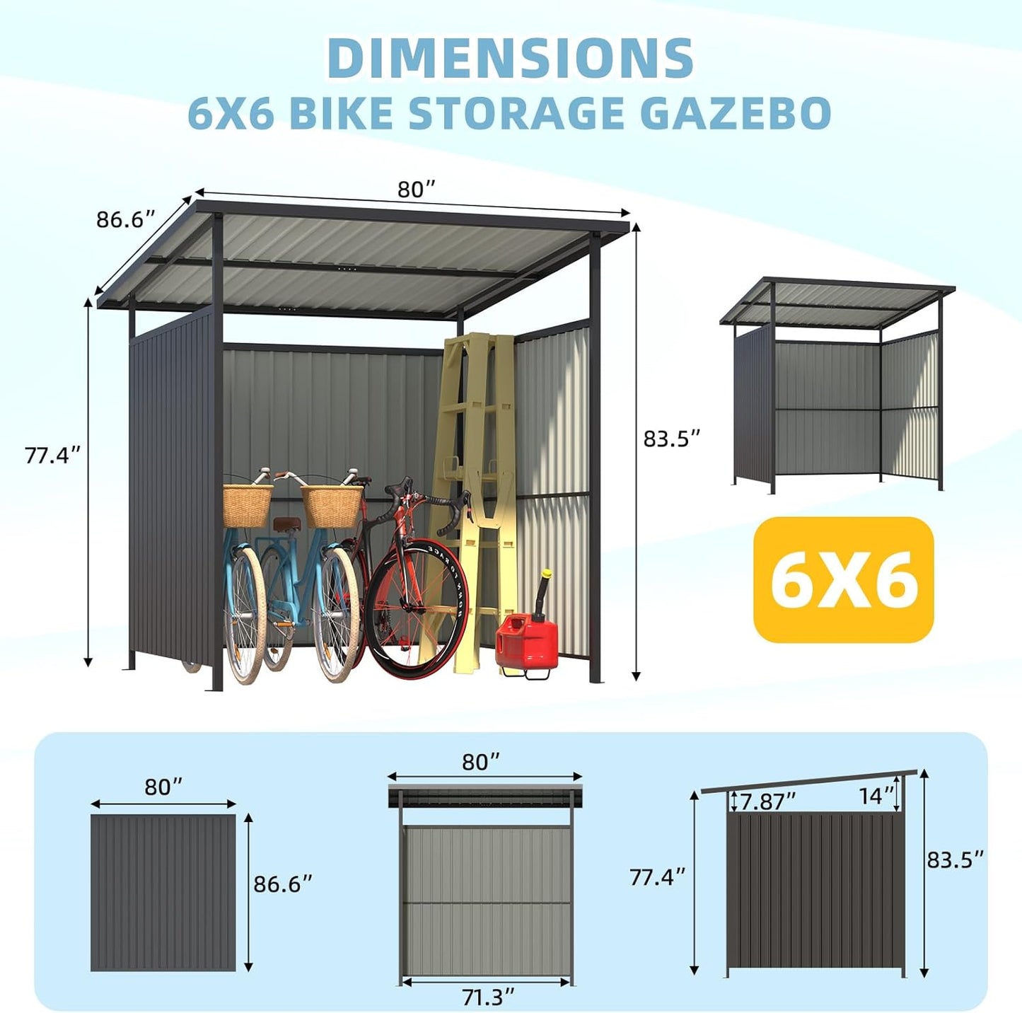 YODOLLA 6' x 6' Gazebo Outdoor Pergola for Patio, Small Lean to Hardtop Grill Gazebo