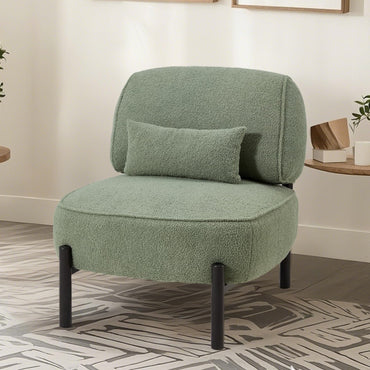YODOLLA Mid Century Modern Accent Chair, Extra Large Teddy Upholstered Lounge Chair with Pillow