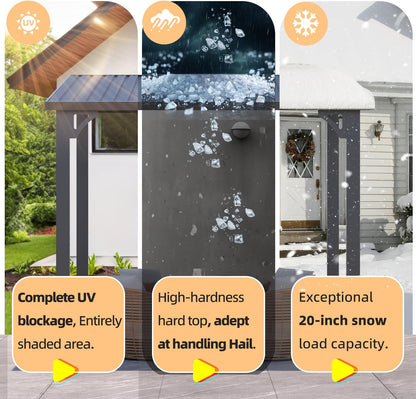 YODOLLA Pergola 10'x8' Hardtop Wall-Mounted Lean to Gazebo for Patio, Dark Grey
