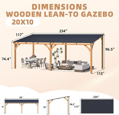 YODOLLA Wall Mounted Outdoor Wood Gazebo for Patio