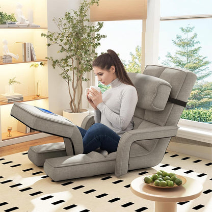 YODOLLA Folding Floor Chair, Small Sofa with Adjustable Backrest and Footrest