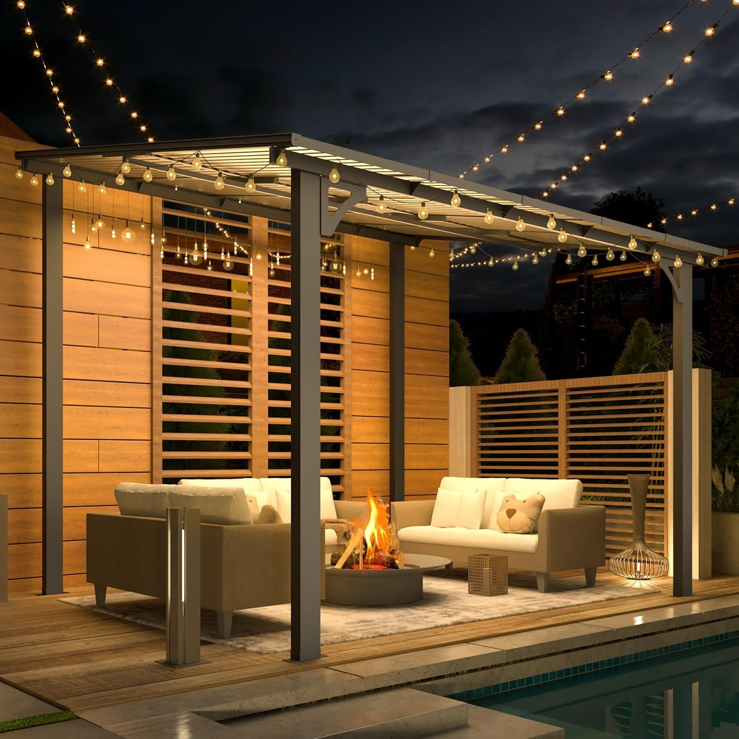 YODOLLA 10' x 8' Lean to Gazebo Pergola for Patio, Dark Grey