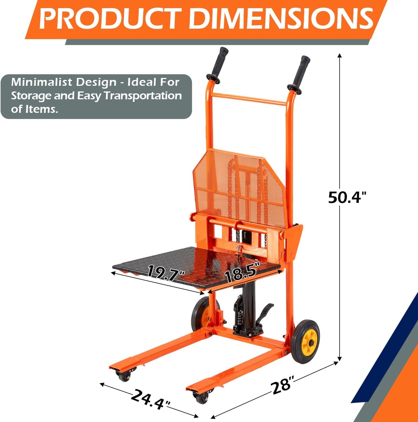 YODOLLA Hydraulic Material Lift Winch Stacker, Foot Pedal Lift Cart