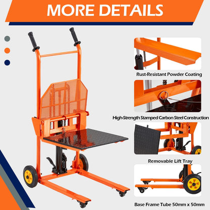 YODOLLA Hydraulic Material Lift Winch Stacker, Foot Pedal Lift Cart