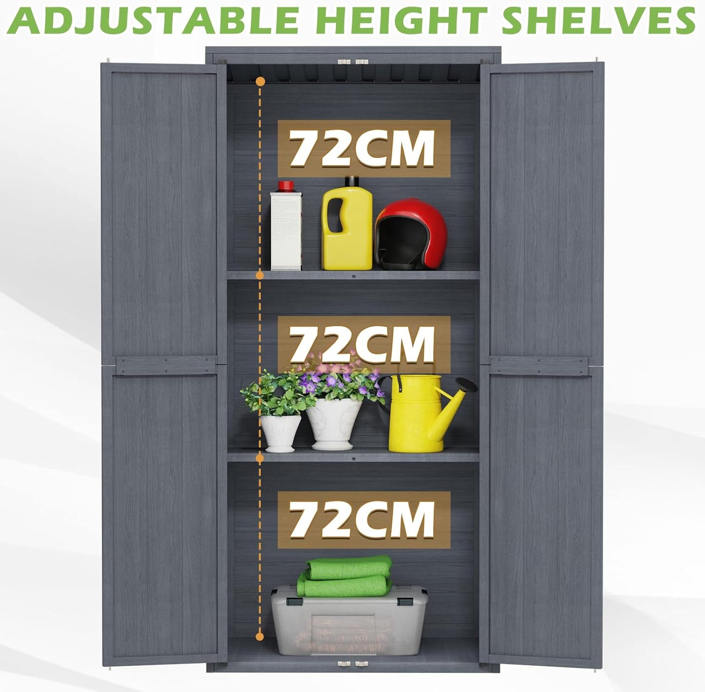 YODOLLA Wooden Storage Cabinet Garden Storage Shed with 3 Adjustable Shelves