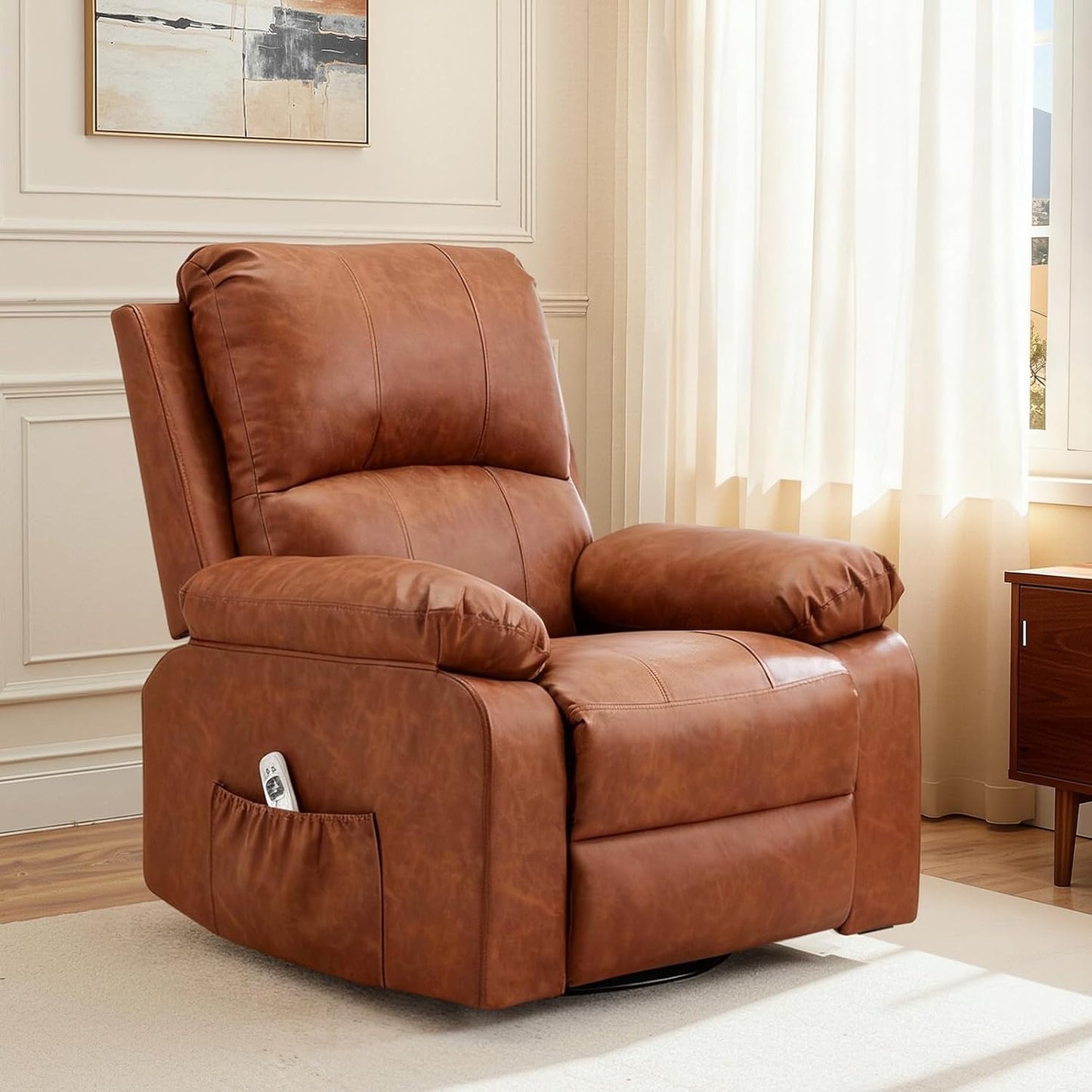 YODOLLA Recliner Chair, 360° Swivel Rocking Chair with Massage and Heat