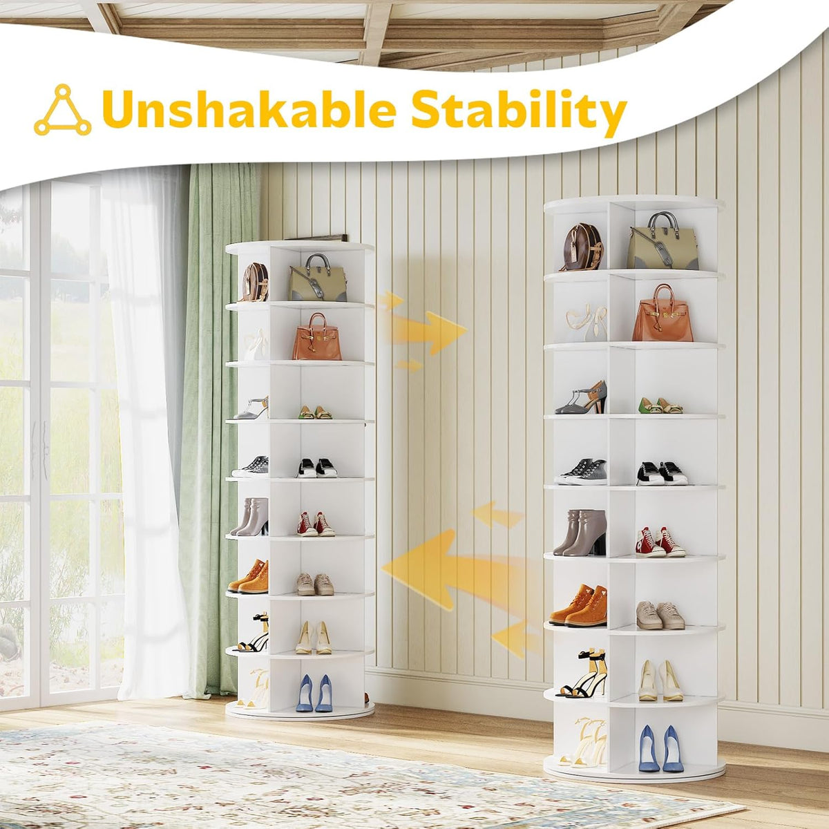 YODOLLA 8 Tier Rotating Shoe Rack, Shoe Tower Organizer Display Storage Rack
