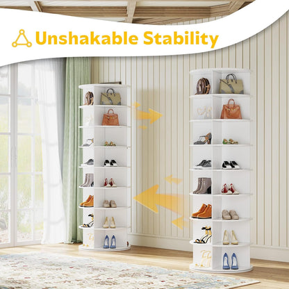 YODOLLA 8 Tier Rotating Shoe Rack, Shoe Tower Organizer Display Storage Rack
