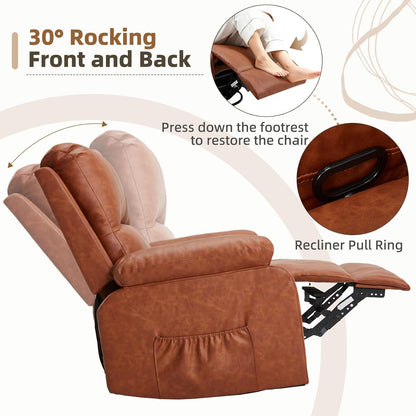 YODOLLA Recliner Chair, 360° Swivel Rocking Chair with Massage and Heat