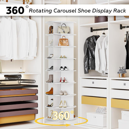 YODOLLA 8 Tier Rotating Shoe Rack, Shoe Tower Organizer Display Storage Rack