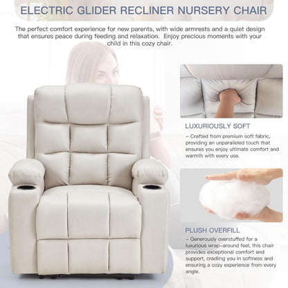 YODOLLA Electric Recliner Nursery Chair with Wide Armrests