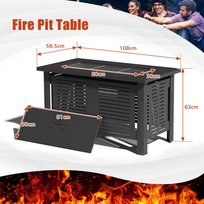 YODOLLA 43 Inch Metal Fire Pit Table Outdoor Fireplaces with Waterproof Cover,