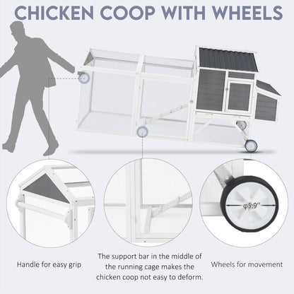 YODOLLA 95“ Wooden Chicken Coop Chicken Tractor Hen House, Natural Wood