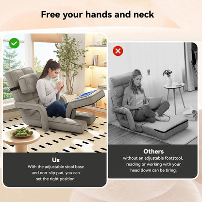YODOLLA Folding Floor Chair, Small Sofa with Adjustable Backrest and Footrest