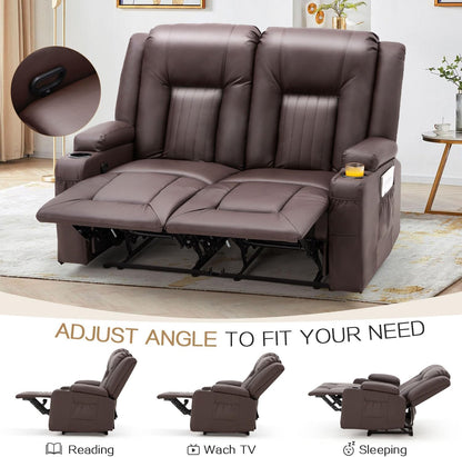 YODOLLA Reclining Loveseat Double Recliner Home Theater Seating, Brown