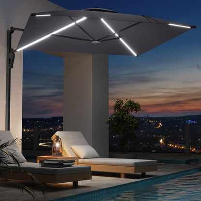 YODOLLA 10ft Solar LED Cantilever Patio Umbrella, Rectangular Wall Mounted Outdoor Large Offset Umbrellas
