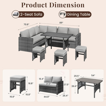 YODOLLA 7 Pieces Patio Furniture Set with 43 Inch Fire Pit Table